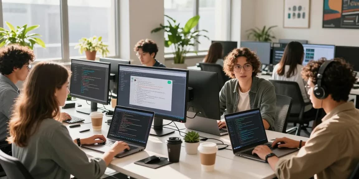 Young professionals collaboratively engaging with spicy ai tools in a vibrant workspace.