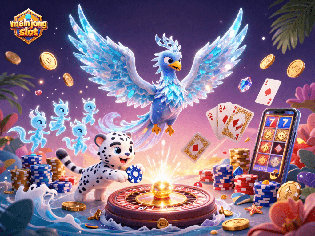 Experience the thrilling mahjong slot excitement with colorful 3D characters and dynamic casino elements.