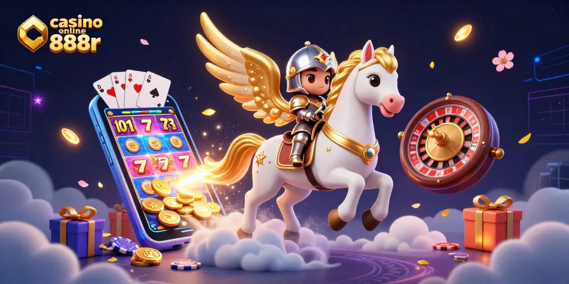 Experience the magic of casino online 888r with vibrant gaming elements in a celestial scene