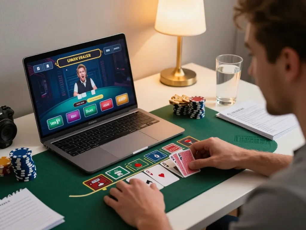 Engage in strategic live dealer blackjack at HUBET with focused setup and positive atmosphere