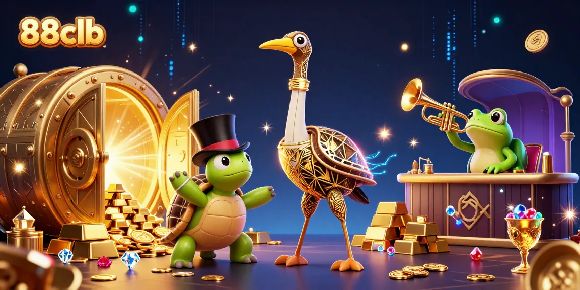 Bet on excitement at 88clb with gold treasures illuminating a vibrant 3D casino scene.