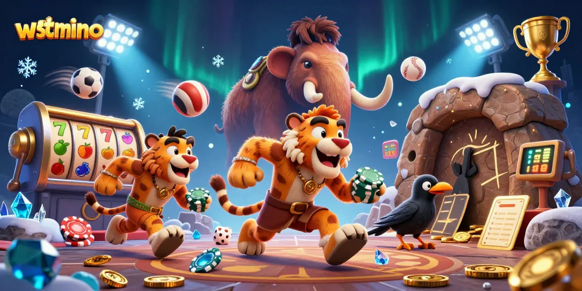 Menangkan permainan slot di wslotdomino dengan ilustrasi kasino pra-sejarah yang penuh aksi.