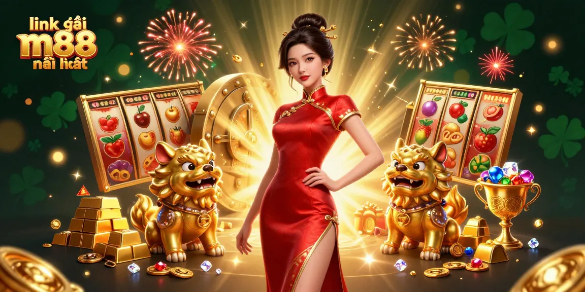 Trải nghiệm cảm giác thắng lớn với link vào m88 mới nhất máy slot casino, kho báu quý giá, và pháo hoa lễ hội.