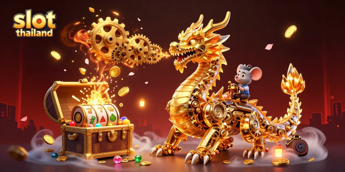 Slot thailand menggambarkan kebangkitan jackpot dalam ilustrasi 3D yang memukau dengan simbol mesin slot.