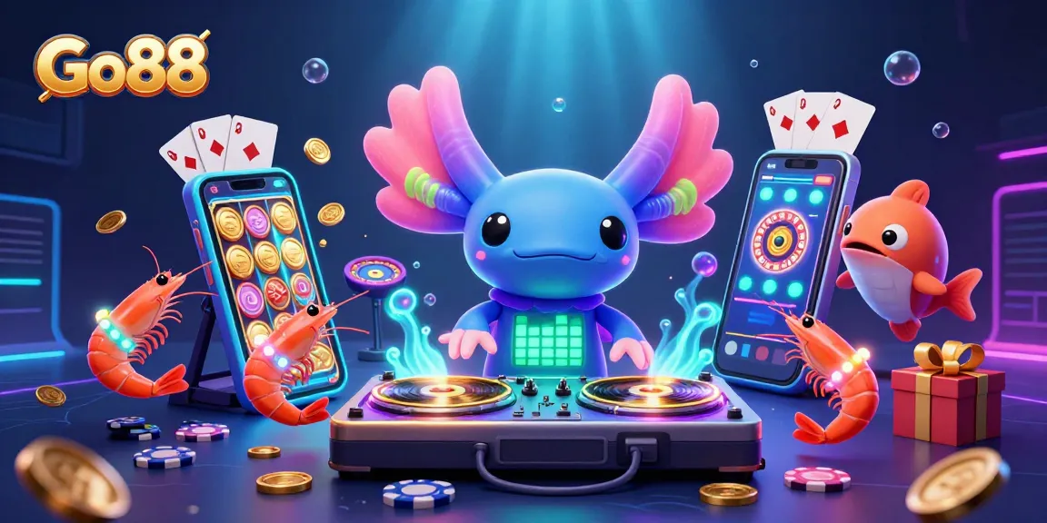 Experience the excitement of Go88 with vibrant casino-themed underwater 3D scene featuring animated characters.