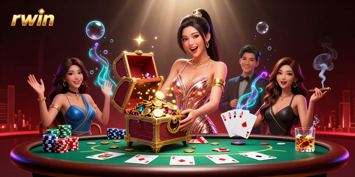Experience the thrill of rwin as vibrant poker elements come alive in a dazzling treasure scene.