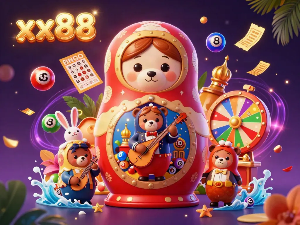 Engage in the colorful, vibrant experience of xx88 with cartoon characters and dynamic casino elements.