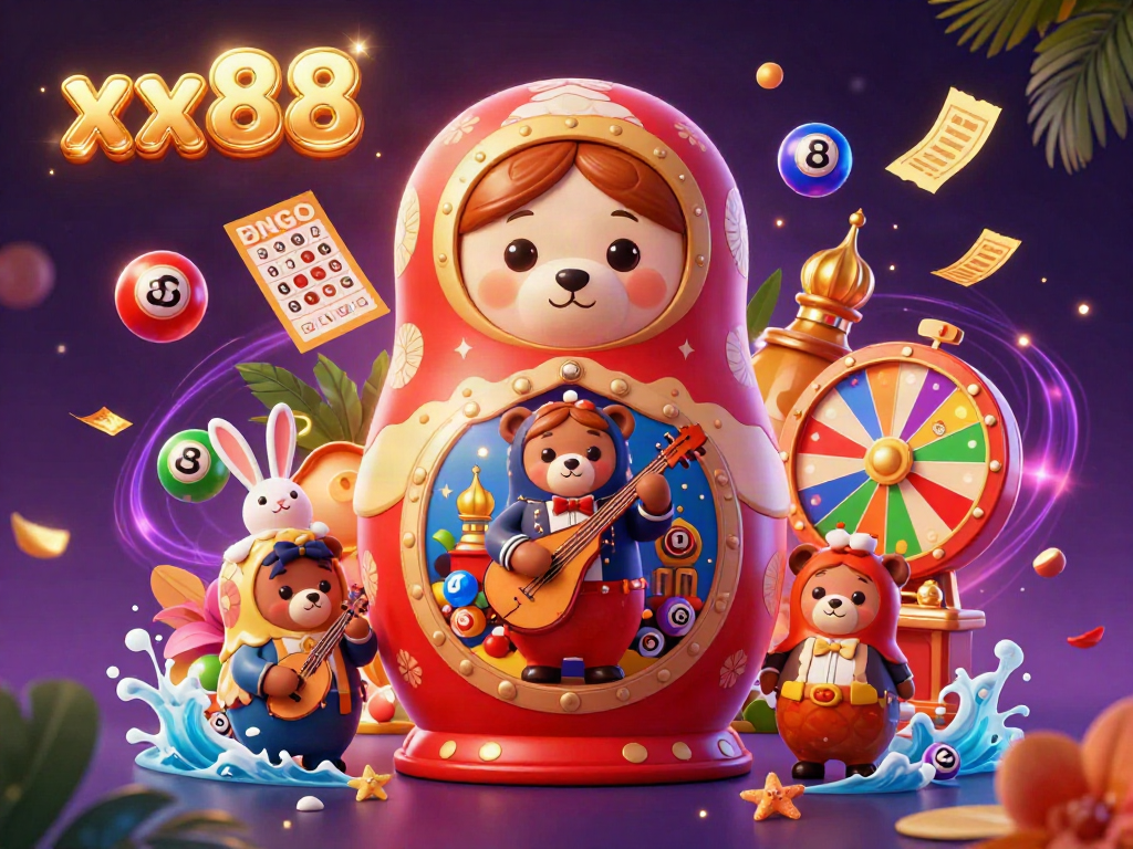 Engage in the colorful, vibrant experience of xx88 with cartoon characters and dynamic casino elements.