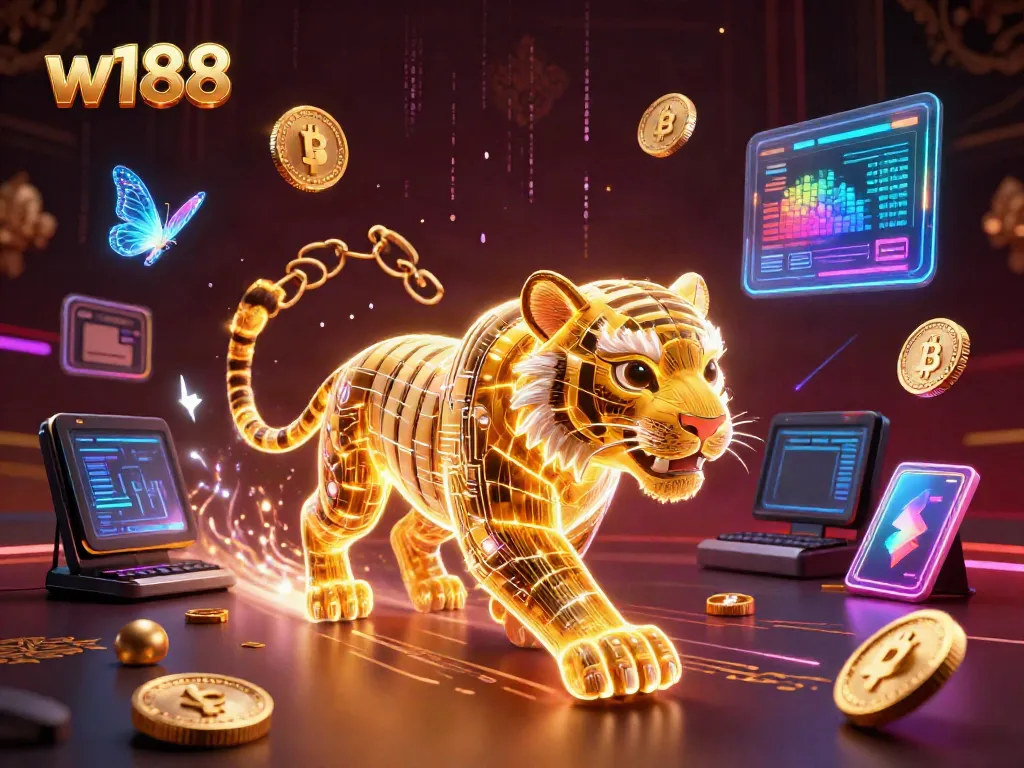 Experience thrilling gaming with w188, where neon tiger energy meets digital casino excitement.