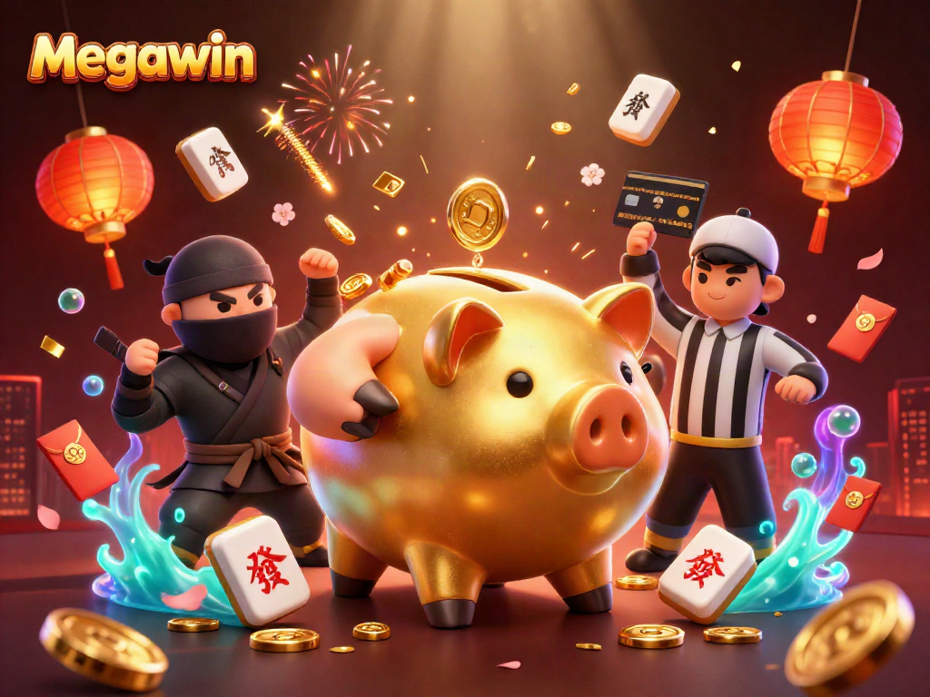 Megawin memberikan pengalaman bermain slot dengan suasana ceria di tengah karakter unik dalam ilustrasi 3D.