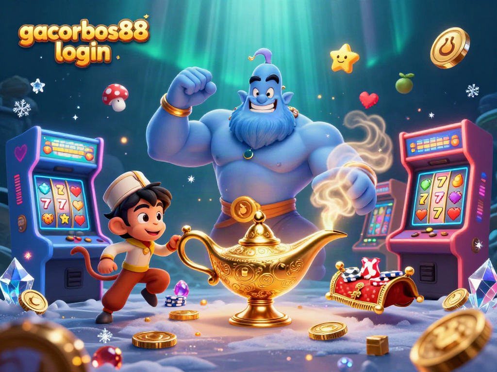 Experience the excitement of gacorbos88 login and jackpot wins with vibrant casino-themed art.