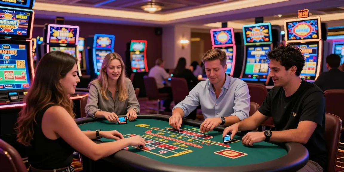 Players enjoying the exciting atmosphere at credit card casinos, featuring gaming tables and vibrant screens at https://gdsap.org.uk.