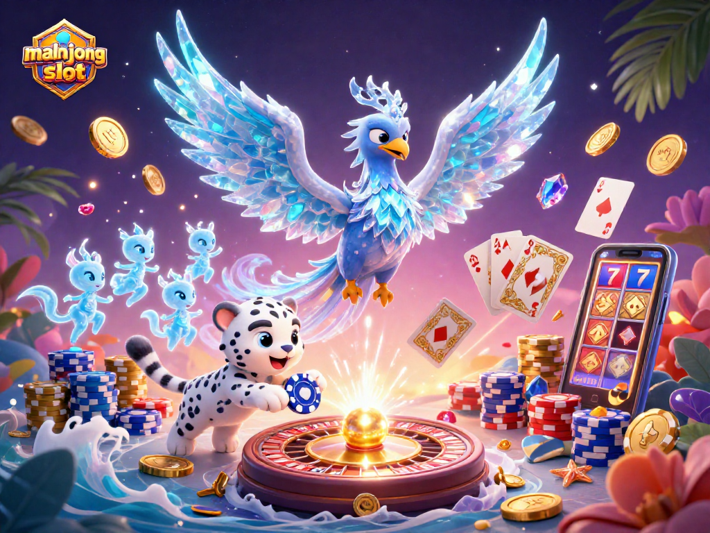 Experience the thrilling mahjong slot excitement with colorful 3D characters and dynamic casino elements.