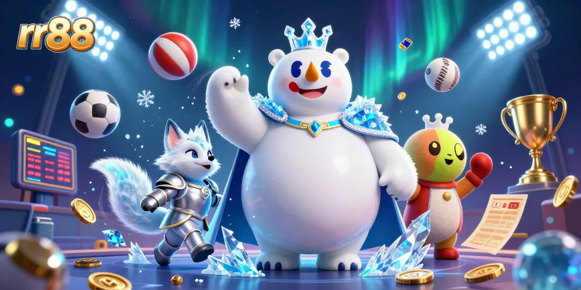 Bet on exciting games at rr88 featuring a polar bear and snow fox in a dazzling scene.