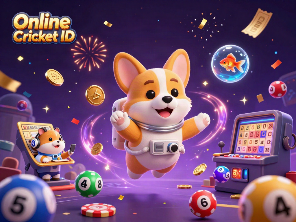 Engage in thrilling action and wins with your Online Cricket ID, surrounded by colorful casino elements.