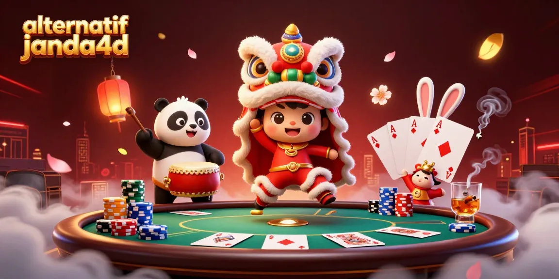 Permainan poker dan suasana kasino dalam ilustrasi 3D yang menghidupkan alternatif janda4d.
