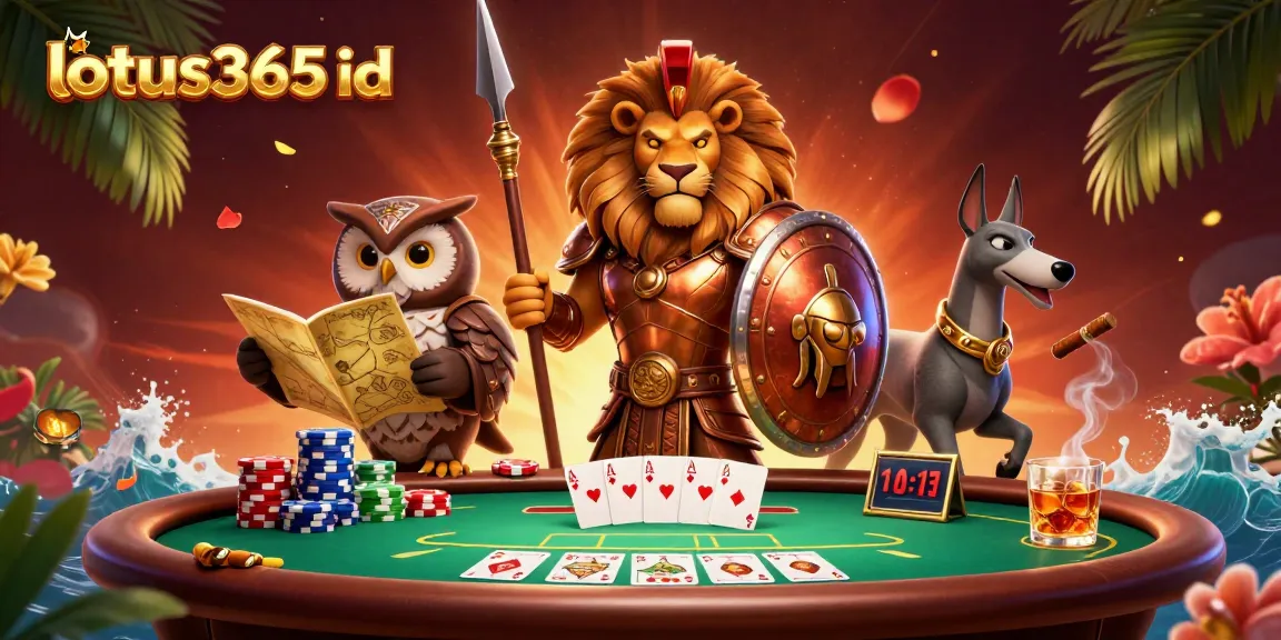 Engage in excitement with lotus365 id at a vibrant poker scene, featuring daring characters.