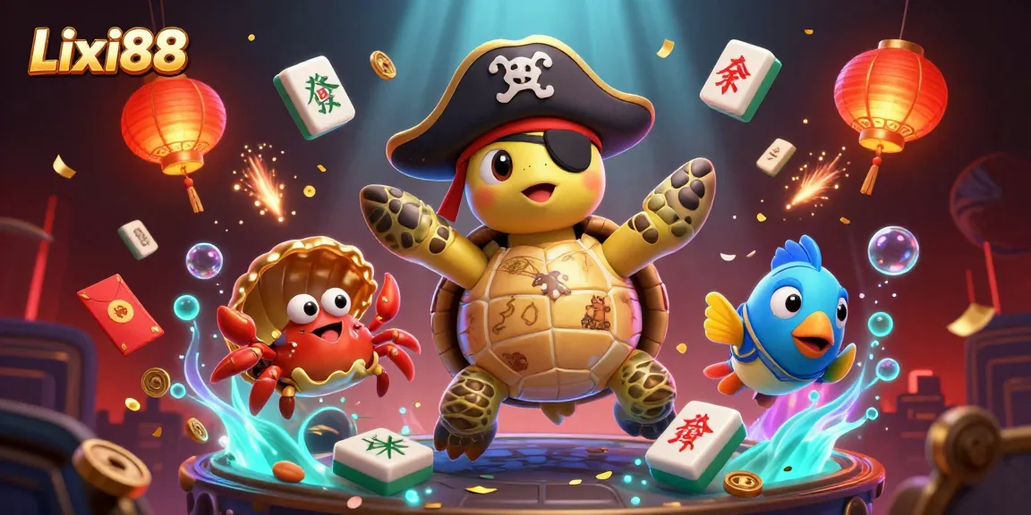 Lixi88 players engage with thrilling underwater-themed 3D casino games surrounded by vibrant treasures.