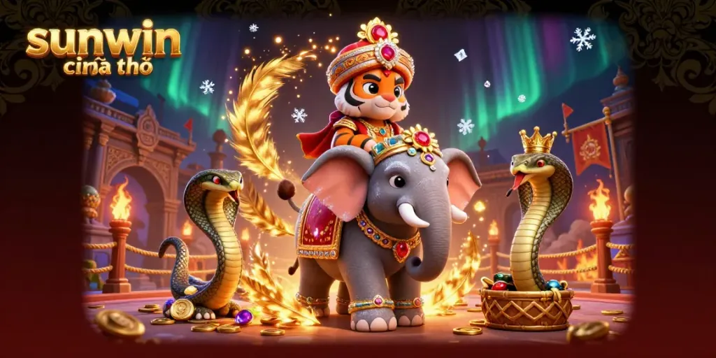 Experience the excitement of sunwin chính chủ with a vibrant 3D casino scene featuring jewel-encrusted elements and gambling symbols.
