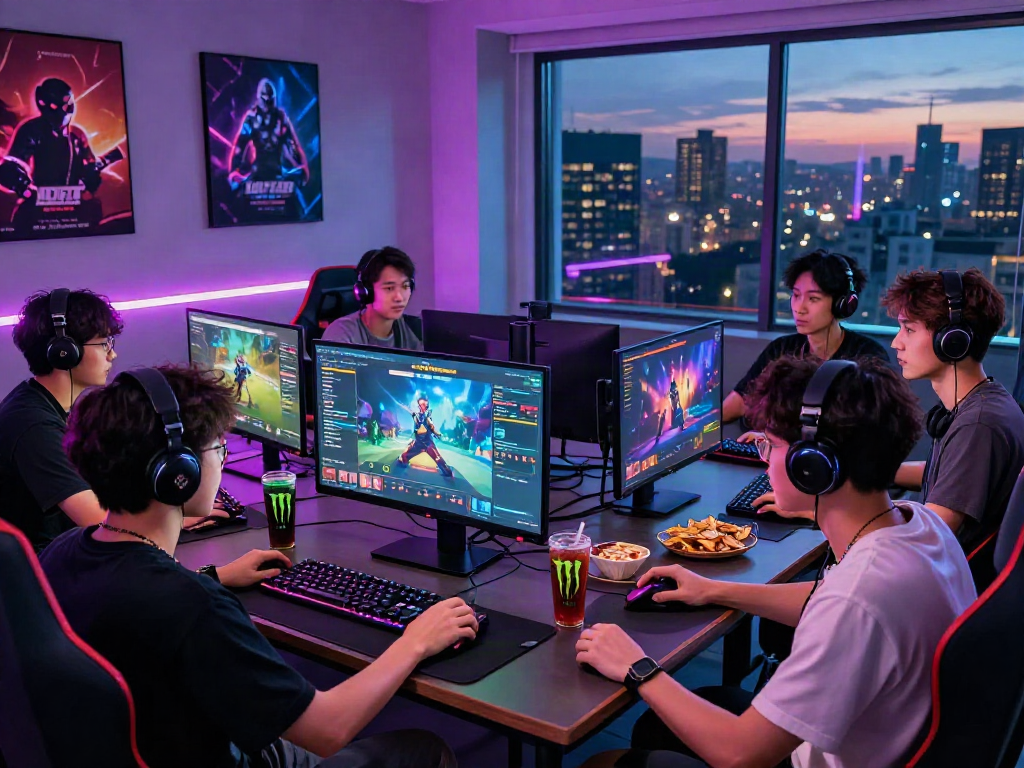 Engaging scene of friends enjoying hotwin88 games in a vibrant gaming setup.