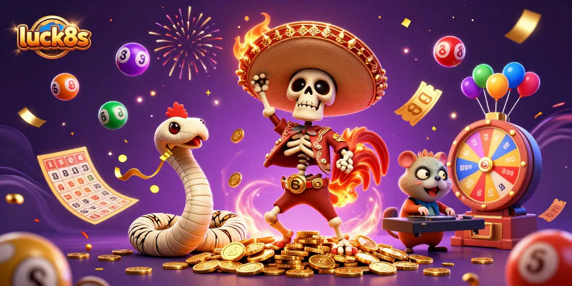 Experience excitement at luck8s with a vibrant casino scene featuring thematic characters and engaging elements.