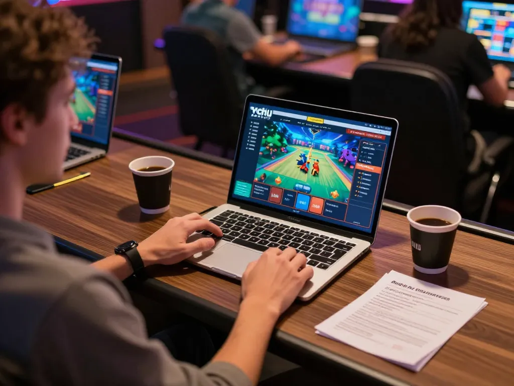 Engaging in nohu online gaming at home setup with strategic betting notes.