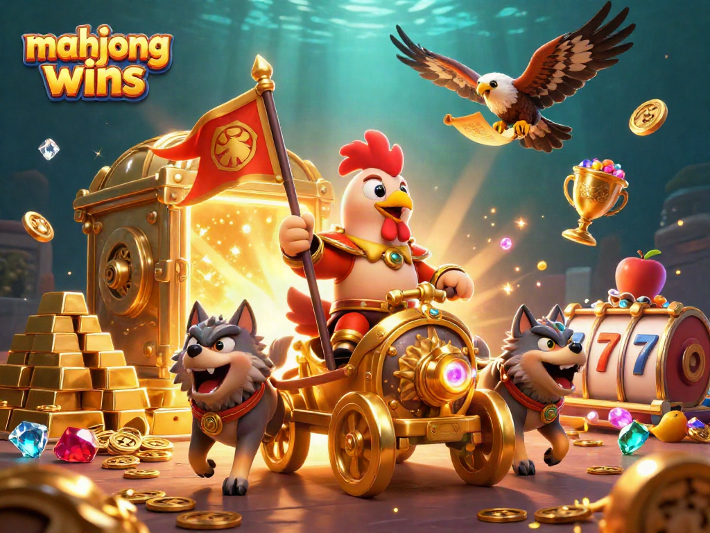 Experience thrilling mahjong wins with a vibrant 3D casino scene featuring rich treasures and captivating characters.
