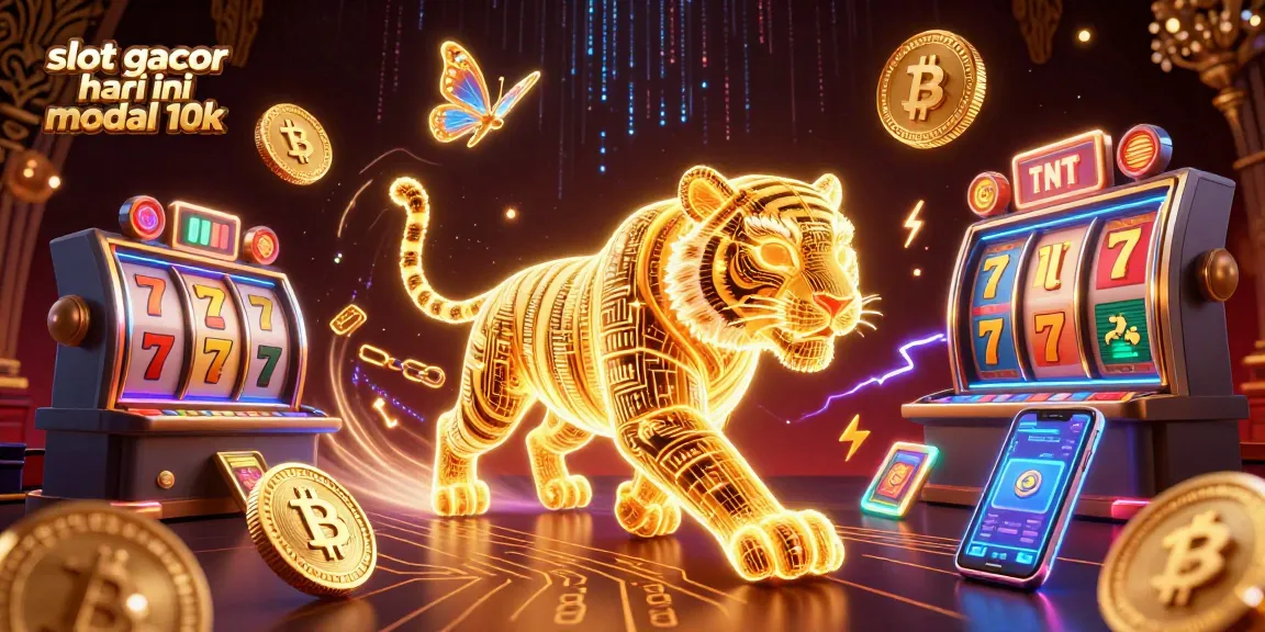 Spin the reels with slot gacor hari ini modal 10k in a vibrant casino landscape, featuring neon powers.
