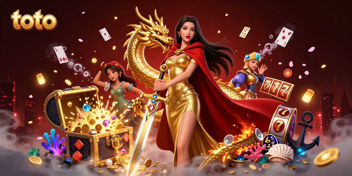 Experience the thrilling world of Toto slots with this captivating Asian warrior queen illustration.