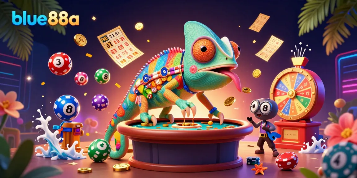 blue88a gamblers enjoying the vibrant chameleon casino atmosphere amid colorful elements and exciting jackpots