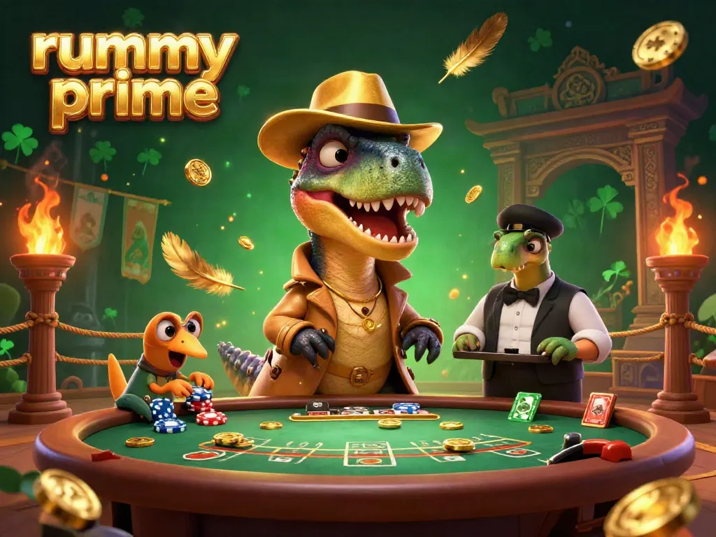 Experience the rummy prime gaming adventure with vibrant 3D characters and dynamic casino elements.