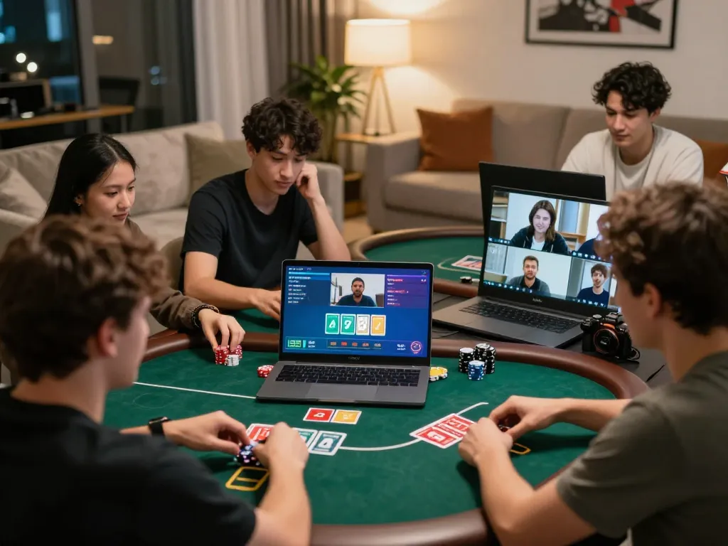 Engaging online poker session showcasing gamers using laptop, reflecting the essence of gameradar.