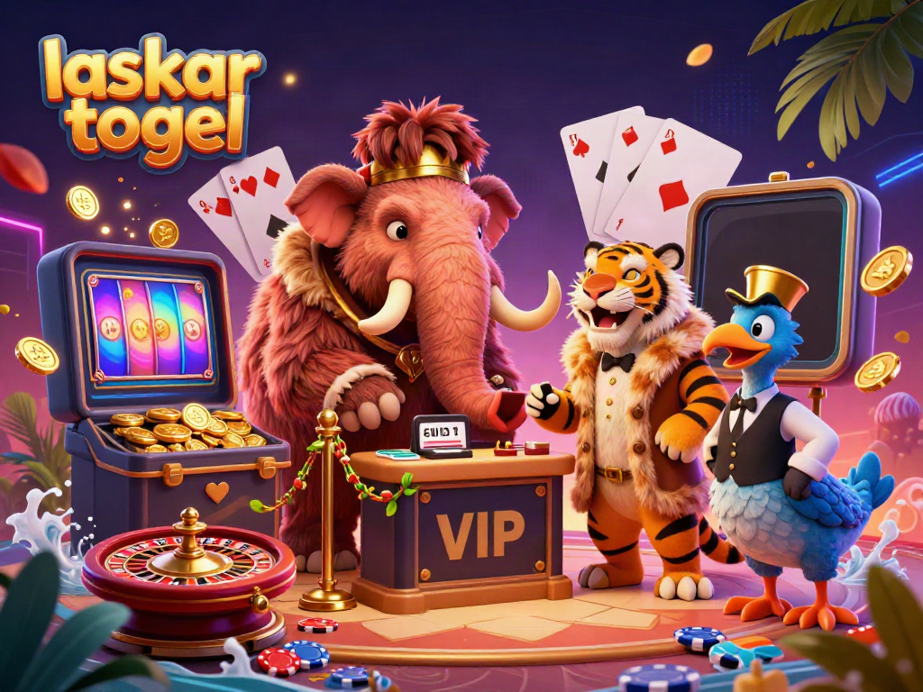 Experience the dynamic atmosphere of laskar togel with our vibrant casino illustration featuring iconic characters.