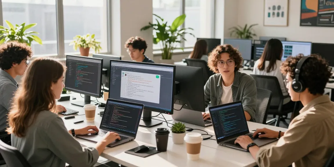 Young professionals collaboratively engaging with spicy ai tools in a vibrant workspace.