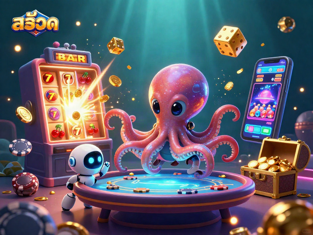 Engage with exciting สล็อต gameplay featuring an alien octopus and jackpot elements.