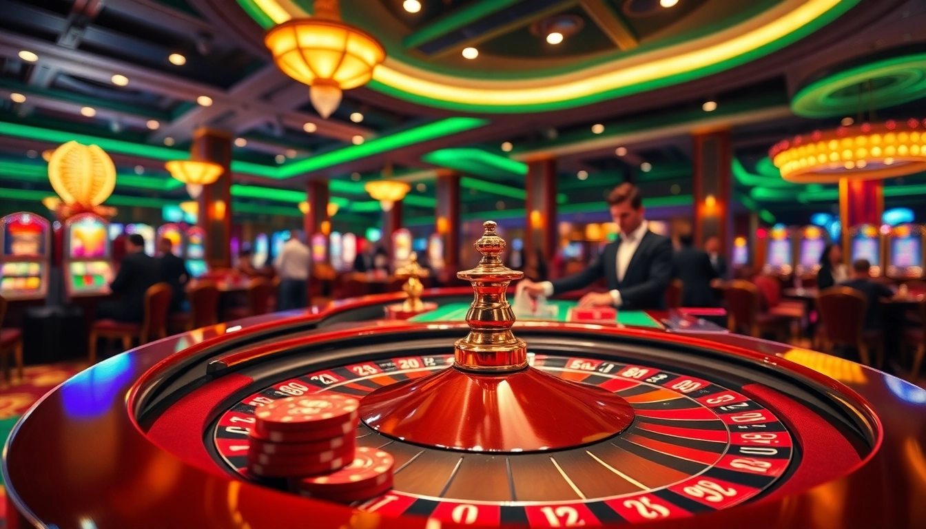 Experience thrilling gaming with w88cas.com at a vibrant casino roulette table.