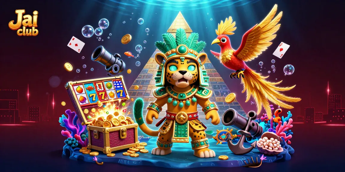 Engage in thrilling gameplay on Jai club with this immersive 3D illustration of exciting casino elements.