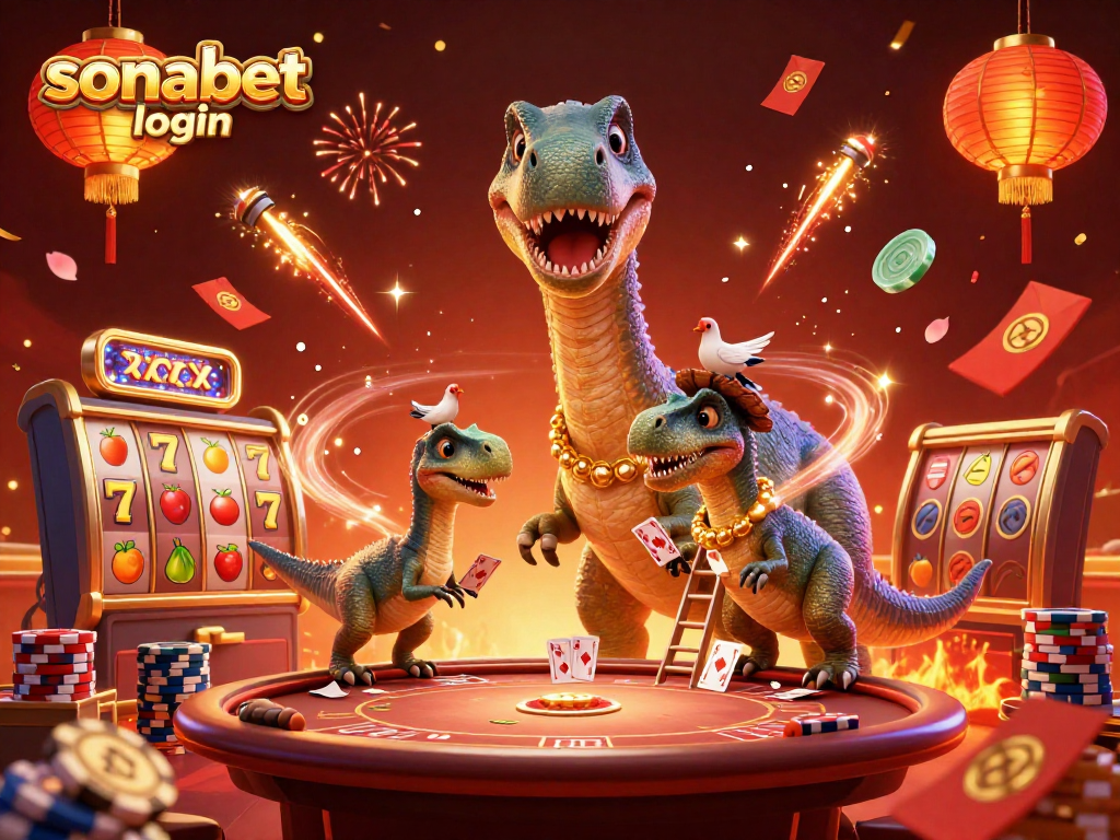 Experience the thrill of sonabet login in this vibrant 3D casino scene with dynamic gaming elements.