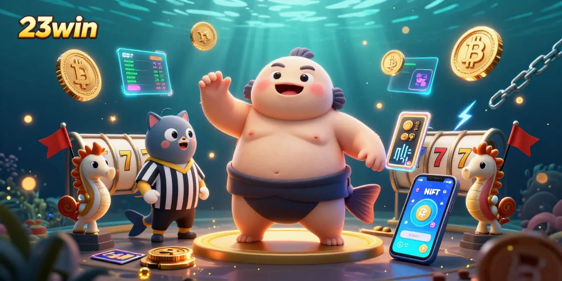 Engage with 23win's vibrant underwater slots scene featuring unique fugu and crypto elements.