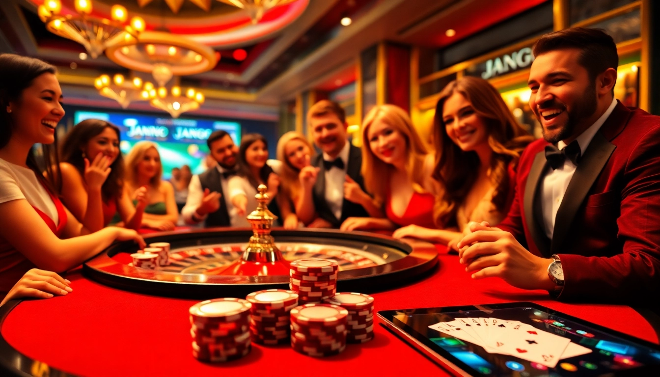 NAGA1001 players engaging at a vibrant roulette table, showcasing excitement in the casino environment.