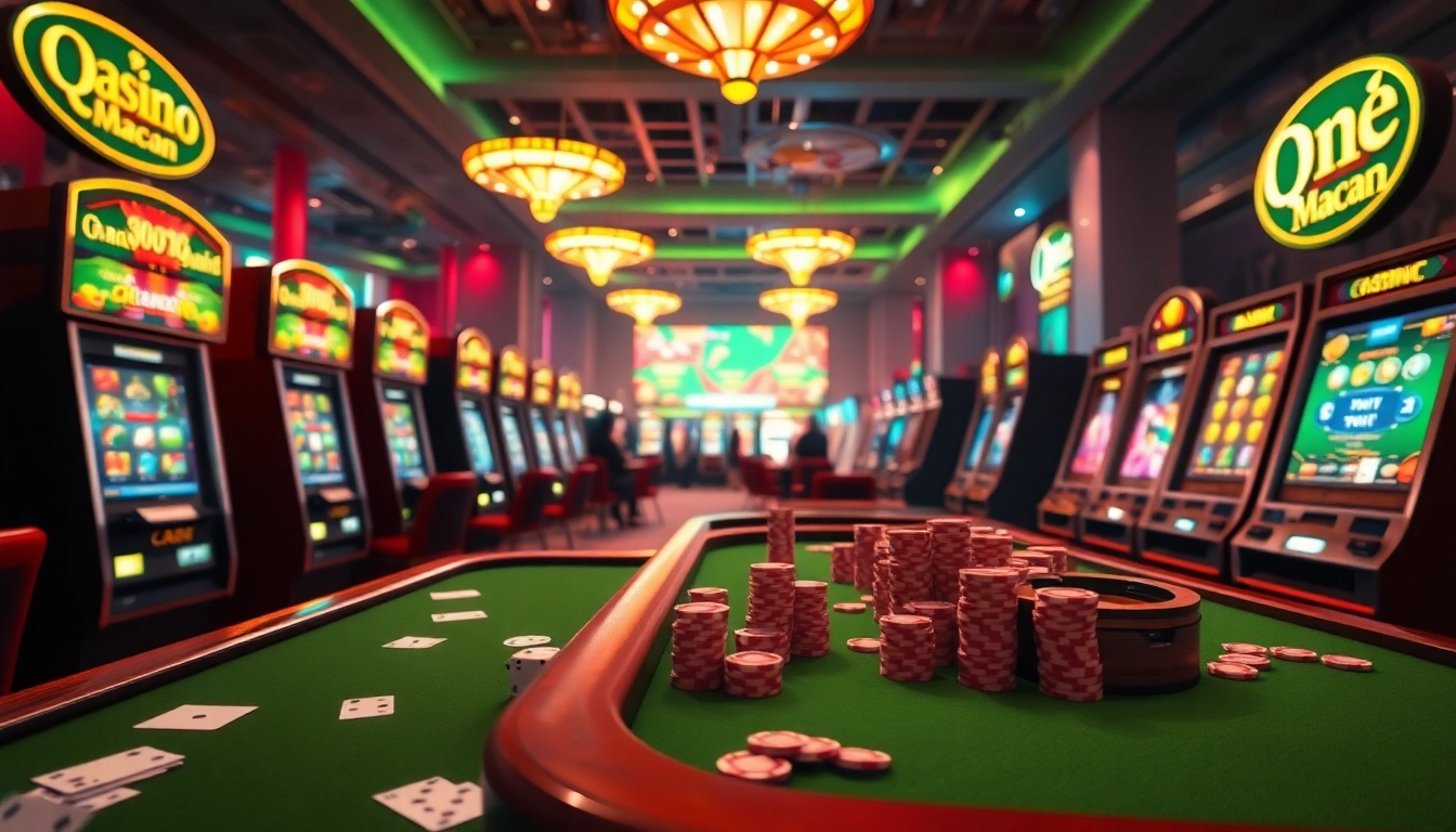 Experience the thrill of qqmacan with dynamic slot machines and a luxurious casino atmosphere.