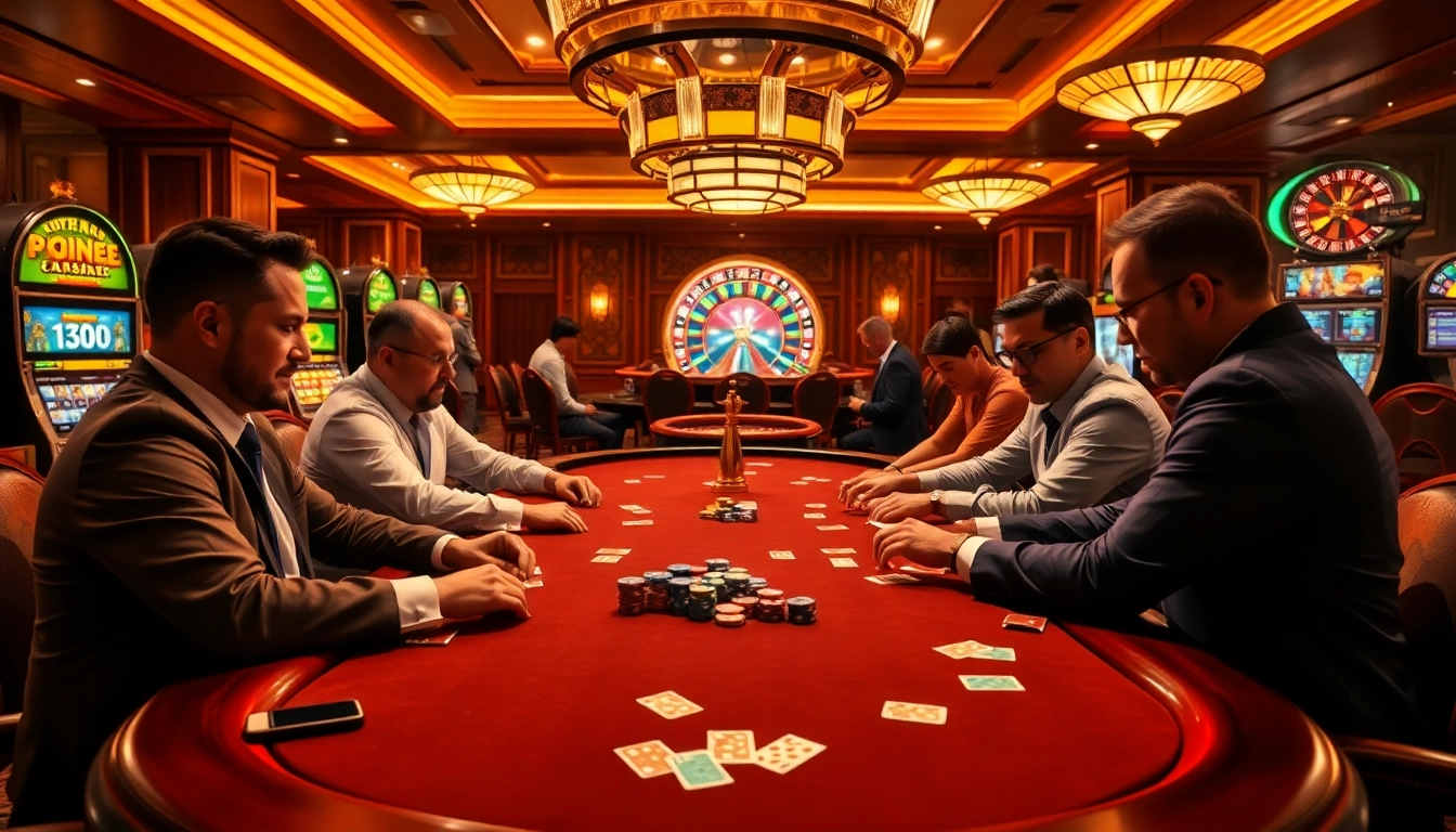 Experience thrilling poker action at https://kk55.host/ with gamblers focused and chips in play.
